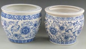 Two Chinese blue and white jardinieres, 38cm in diameter