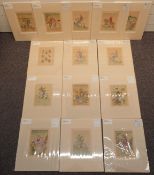Fourteen Chinese lithograph prints depicting various scenes, purchased, by the vendor from Harrords,