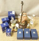 A figural bird table lamp, boxed model birds etc