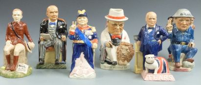 Six Kevin Francis limited edition character jugs, all Winston Churchill