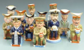 A full set of 11, plus a duplicate (12) Wilkinson Toby jugs designed by Sir Francis Carruthers