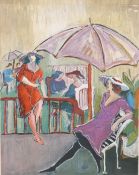 Patricia Govezensky signed limited edition (203/300) lithograph, ladies enjoying sunshine, 46 x