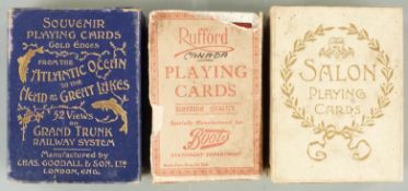 Three packs of railway or railroad interest souvenir playing cards comprising Atlantic Ocean and