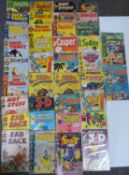 Thirty-eight Harvey comics including Sad Sack, Spirit, Captain 3D, All New Comics, Joe Palooka,