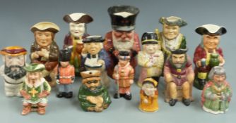 Fifteen Toby character jugs including Shorter, Roy Kirkham, Tony Wood etc
