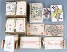 Quantity of continental playing cards including Swiss scenic aces pack with square corners, three