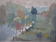 Barton oil on canvas Autumnal forest, signed and dated 54 lower right, 50 x 65cm