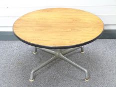 Charles and Ray Eames circular coffee table raised on aluminium base, Diameter 78 x H41cm