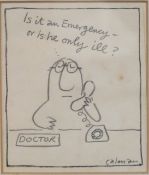 Melville Calman (1931-1994) cartoon 'is it an emergency or is he only ill', signed lower right, 12 x