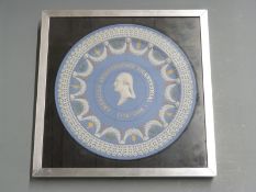 Wedgwood Jasperware five colour commemorative plate for American Independence Bicentenary in
