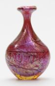 Peter Layton iridescent glass vase signed and dated 1989 to the side, 13cm tall