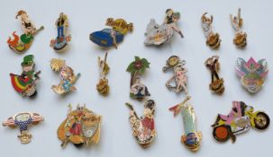 A collection of Hard Rock Café pin badges