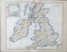 Robert Morden 18thC map of the British Isles 'Britannia Romana', 38 x 50cm, framed and glazed.