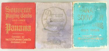 Three packs of Panama souvenir playing cards, all in original slip cases