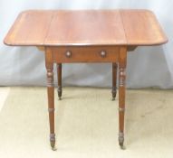 19thC inlaid mahogany Pembroke table, W92 x D55 x  H72cm