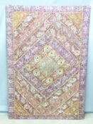 A mounted gold and silver threadwork embroidery, 96 x 145cm