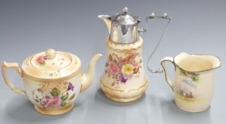 Royal Doulton Gleaners Series Ware milk jug together with Carlton Ware teapot and blush ivory teapot