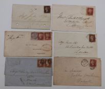 GB 1d black on cover, EE red Maltese cross postmarked 6th July 1840 together with 1d red brown and