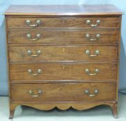A 19thC mahogany secretaire with three straight graduated drawers, the secretaire with brass