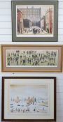 Three prints after L.S Lowry RBA RA (1887-1976), comprising limited edition print (329/850) 'Yachts'