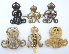 Six British Army Norfolk Yeomanry Regiment, South Staffordshire Regiment metal badges, including