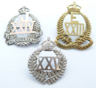 Three New Zealand Army WWI 23rd E Company R, 24th J Company and 25th Reinforcements metal badges