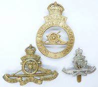 British Army Royal Artillery West Riding Royal Horse Artillery metal badge together with two other
