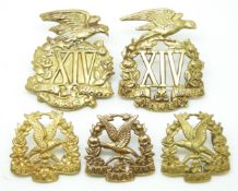 New Zealand Army 14th Otago Regiment metal cap and collar badges including a non voided example