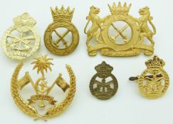 Six Brunei, Maldives etc metal and anodised badges