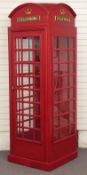 Full size replica telephone box, H233cm x W75cm