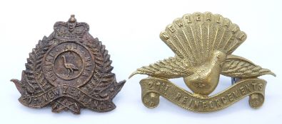 Two New Zealand Army WWI 20th/21st Reinforcements metal badges