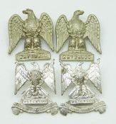 British Army 2nd Dragoons Royal Scots Greys two pairs of metal collar badges