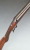 French 16 bore side by side shotgun with chequered semi-pistol grip and forend, trigger style