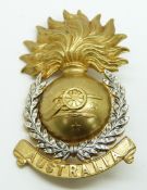 Australian Army Australian Field Artillery WWI officer's gilt hat badge