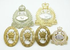 Six New Zealand Army Royal NZ Armoured Corps and 28th Maori Regiment metal and anodised badges.
