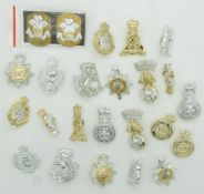 Twelve pairs of British Army anodised collar badges including Middlesex Yeomanry, Shropshire