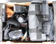 Nikon F50 SLR camera with 35-80mm lens, Sigma 70-210mm 1:4-5.6 and Centon 1:4.5-5.6 f=75-300mm