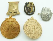 Kingston High School Combined Cadet Force metal badges one stamped Butler Vittoria St Birmingham