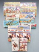 Sixteen Airfix plastic model kits including Airfix 600 HMS Suffolk, Collector Series, Bengal Lancer,