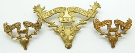 New Zealand Army 12th Otago Mounted Rifles other ranks metal cap badge and collar badges