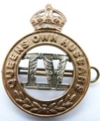 British Army 4th Queen's Own Hussars other ranks metal cap badge, no scroll