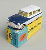 Corgi Toys diecast model Ford Zephyr Estate Car with two-tone blue body and lemon interior, 424,