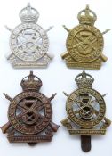 British Army 3rd County of London metal cap badges, including a white metal example stamped silver