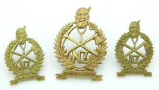 Three New Zealand Army WWI New Zealand Expeditionary Force Native Contingent Maori Battalion metal