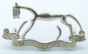 British Army Berkshire Yeomanry silvered cap badge