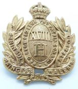 British Army 18th Hussars other ranks brass cap badge