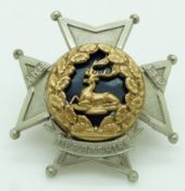 British Army Derbyshire Regiment officer's cap badge