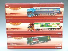 Three Corgi Hauliers of Renown 1:50 scale limited edition diecast model lorries R G Bassett & Sons