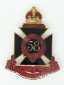 Australian Army 58th Essendon Coburg Brunswick Rifles Regiment enamelled hat badge, maker's mark