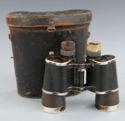 Cased pair of Carl Zeiss Jena 7 x 50 Nazi German Kriegsmarine binoculars with eagle and and swastika